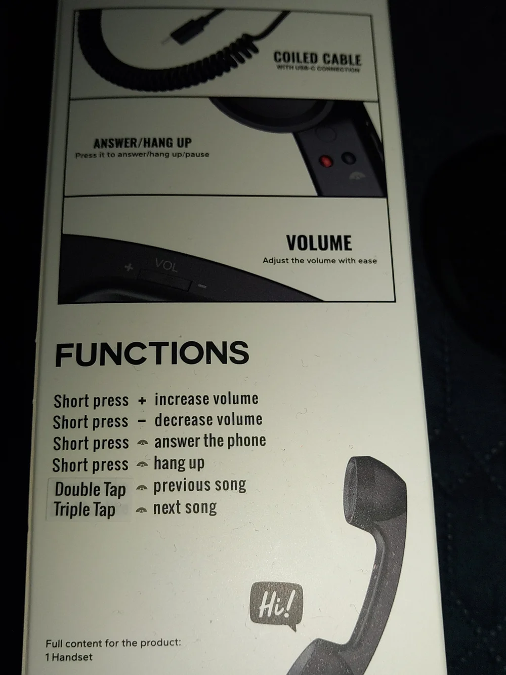 Use Cell Phone & Talk Retro Phone Handset 1 Black Wireless Cell Phone Handset